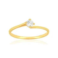 Solitaire or 750 jaune diamant synthétique 0,15 carat