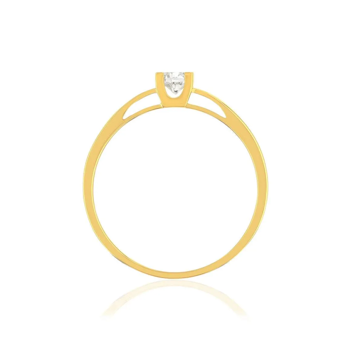 Solitaire or 750 jaune diamant synthétique 0,3 carat