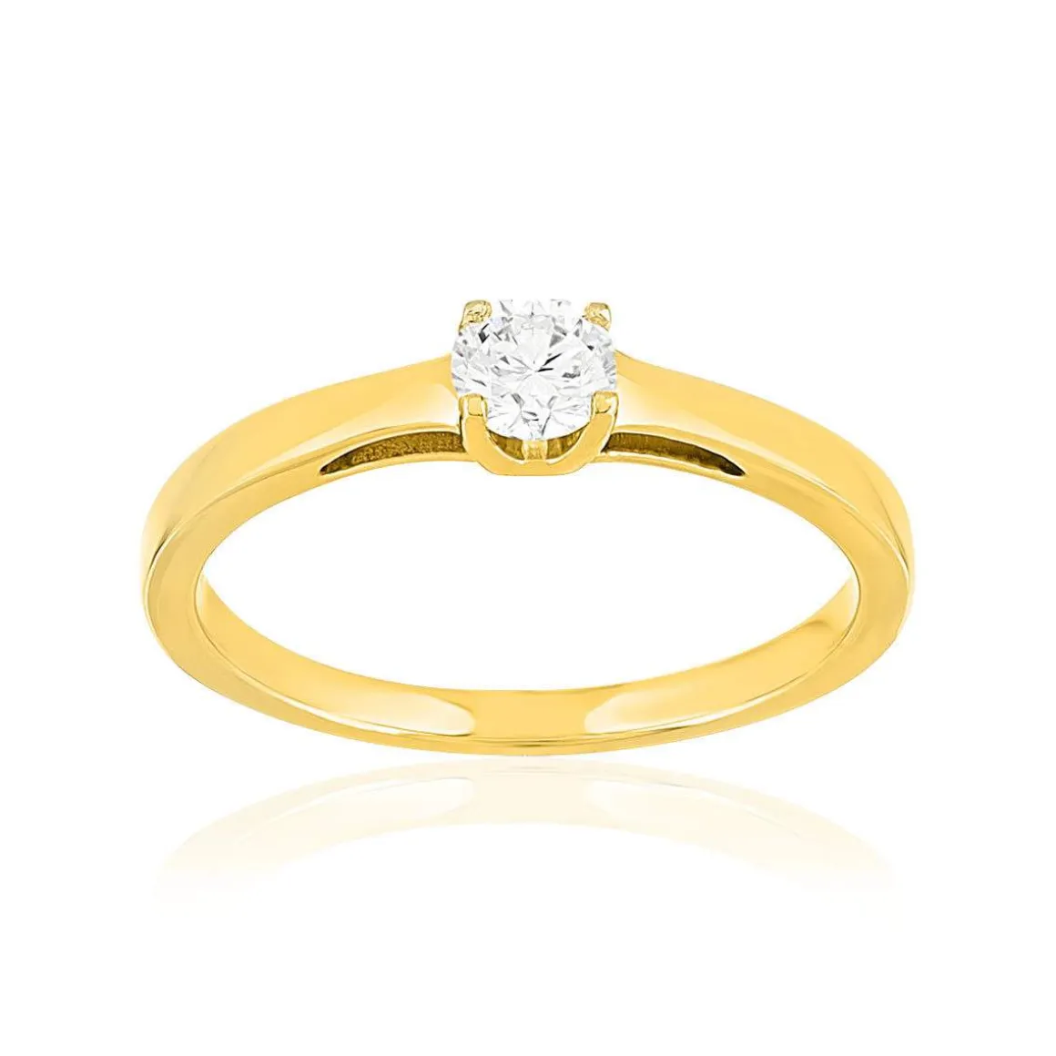 Solitaire or 750 jaune diamant synthétique 0,2 carat
