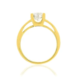 Solitaire or 750 jaune diamant synthétique 1 carat
