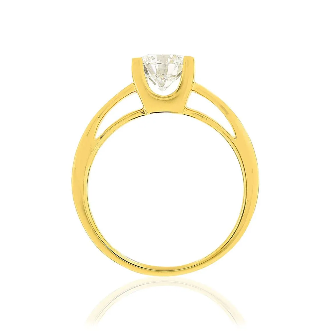 Solitaire or 750 jaune diamant synthétique 1 carat