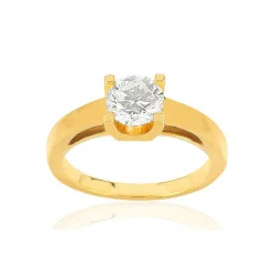 Solitaire or 750 jaune diamant synthétique 1 carat