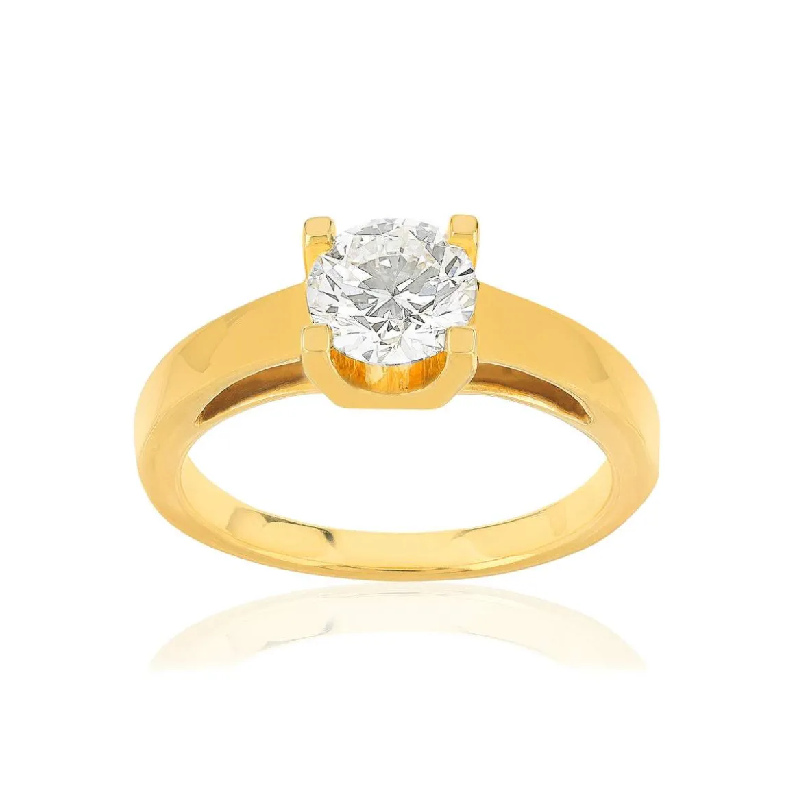 Solitaire or 750 jaune diamant synthétique 1 carat