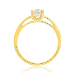 Solitaire or jaune 750 diamant synthétique 0,5 carat