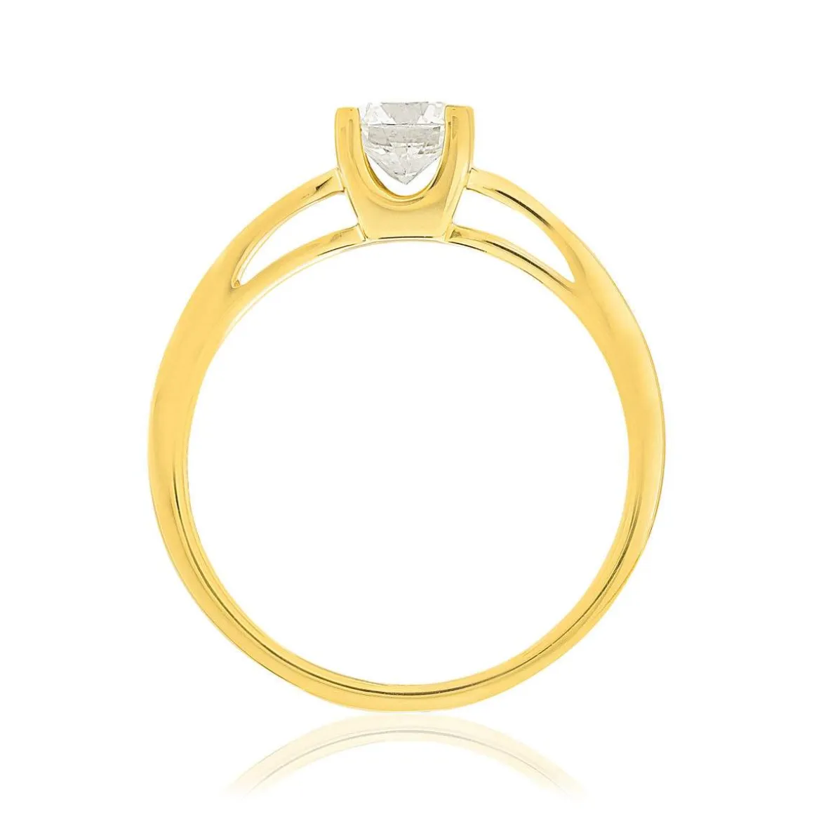 Solitaire or jaune 750 diamant synthétique 0,5 carat