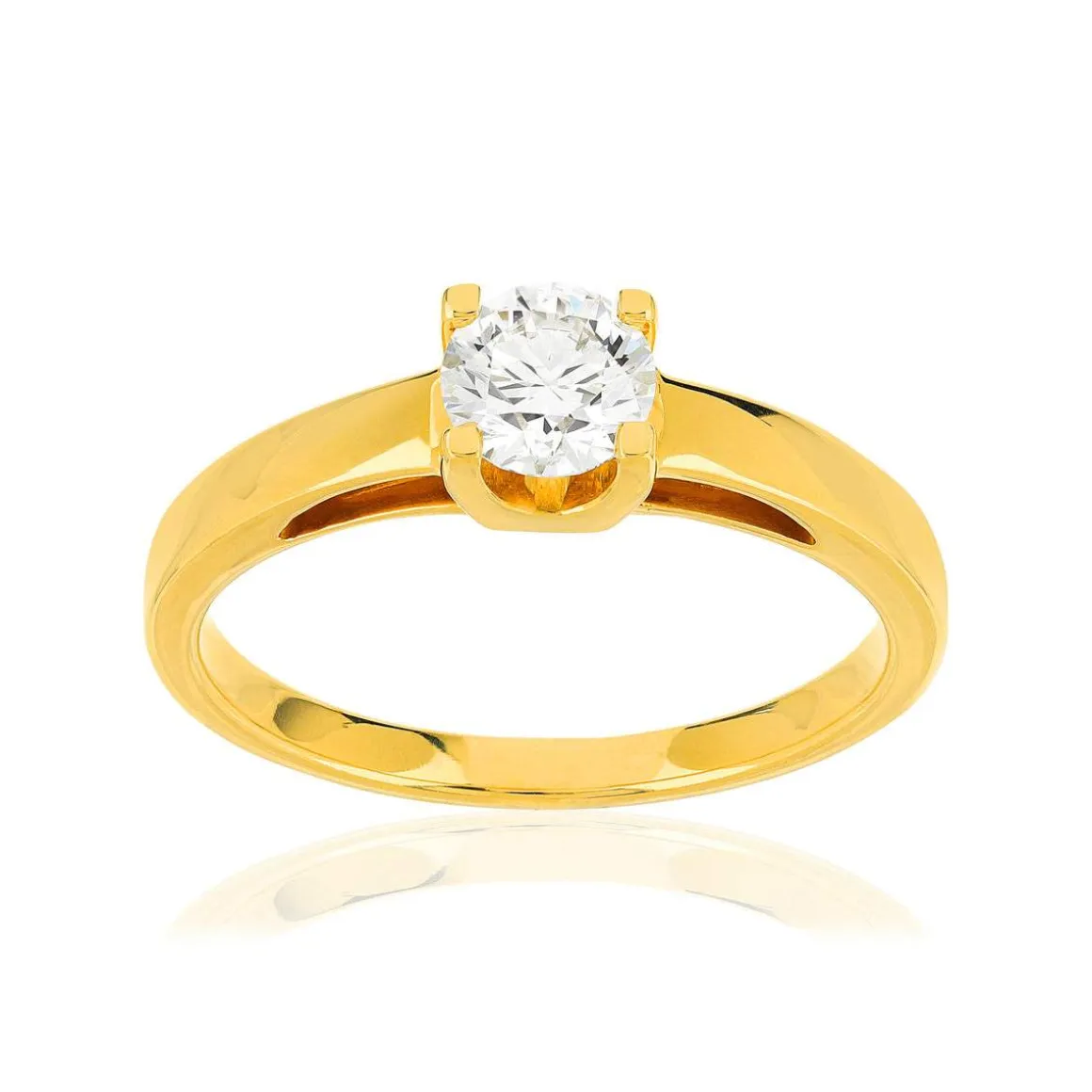 Solitaire or jaune 750 diamant synthétique 0,5 carat