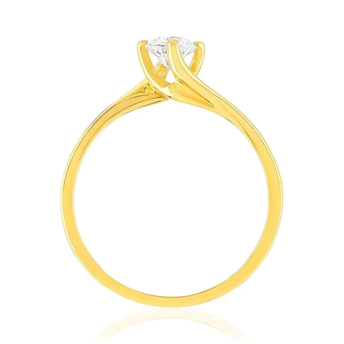 Solitaire or 750 jaune diamant synthétique 0,4 carat