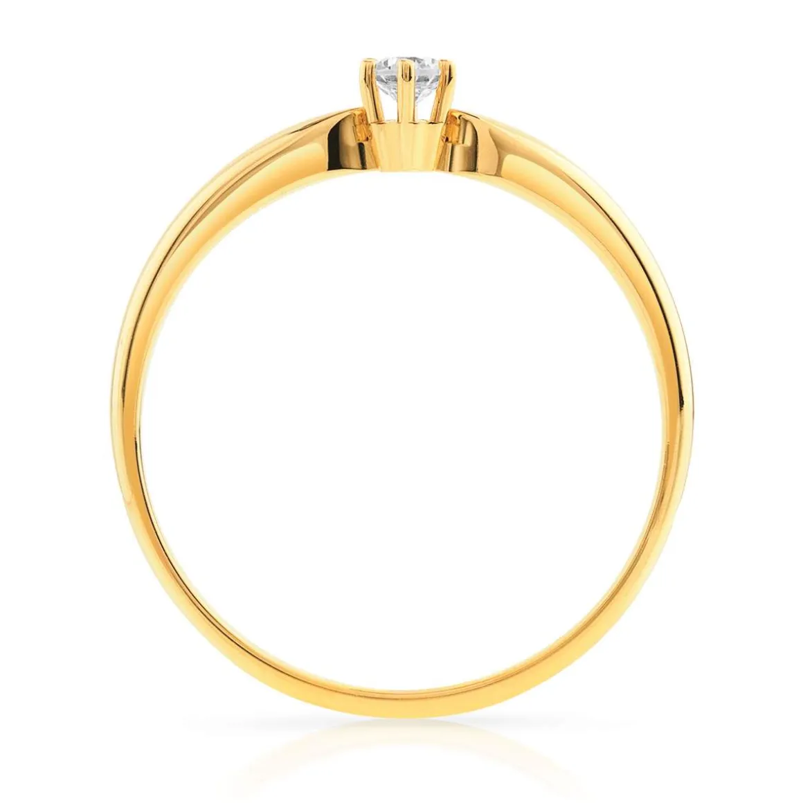 Solitaire or 750 jaune diamant synthétique 0,1 carat
