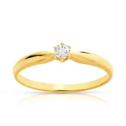 Solitaire or 750 jaune diamant synthétique 0,1 carat