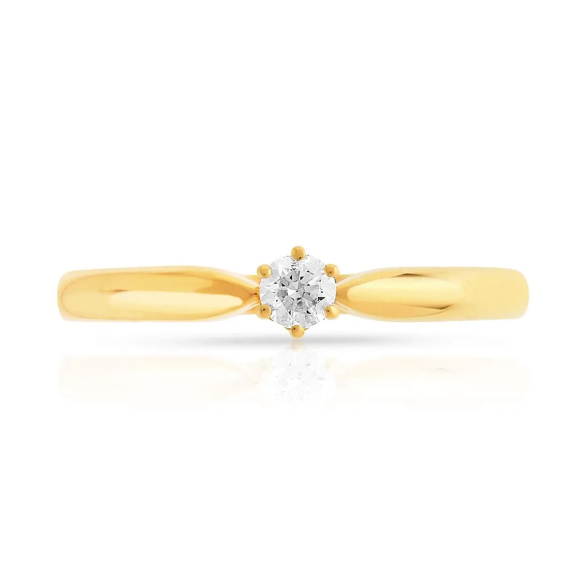Solitaire or 750 jaune diamant synthétique 0,1 carat