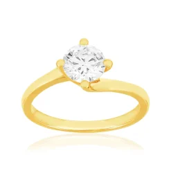 Solitaire or 750 jaune diamant synthétique 1 carat