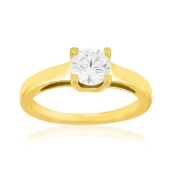Solitaire or 750 jaune diamant synthétique 0,8 carat