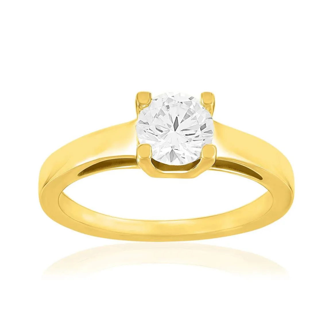 Solitaire or 750 jaune diamant synthétique 0,8 carat