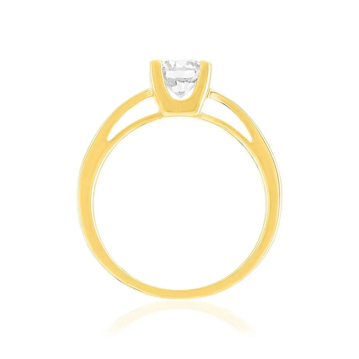 Solitaire or 750 jaune diamant synthétique 0,8 carat
