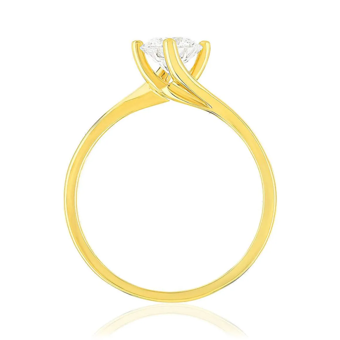 Solitaire or 750 jaune diamant synthétique 0,7 carat