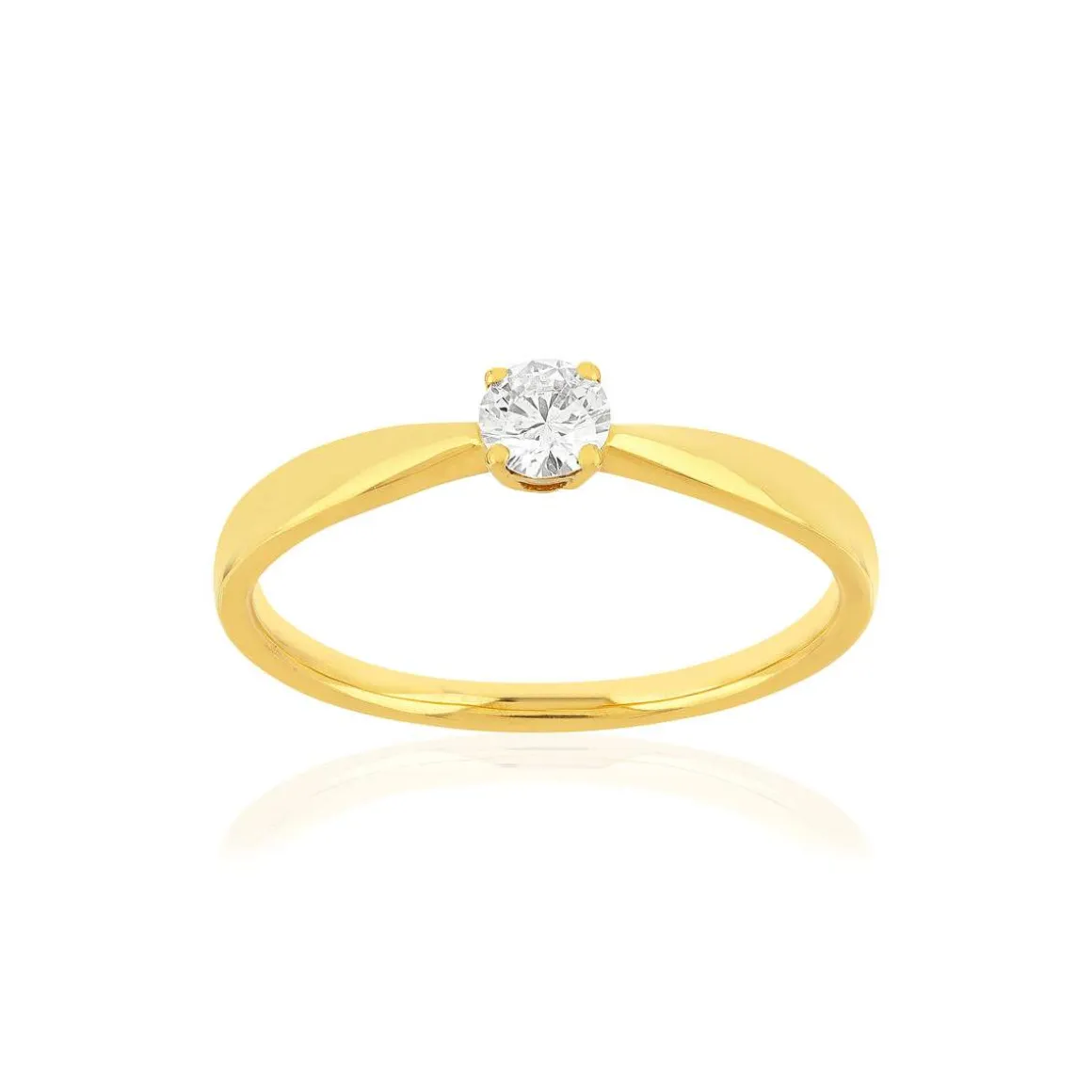 Solitaire or jaune 750 diamant synthétique 0.18 carat