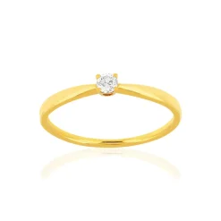 Solitaire or jaune 750 diamant synthétique 0.08 carat