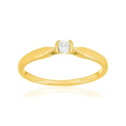 Solitaire or 750 jaune diamant synthétique 0.15 carat