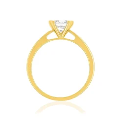 Solitaire or 750 jaune diamant synthétique 0.8 carat