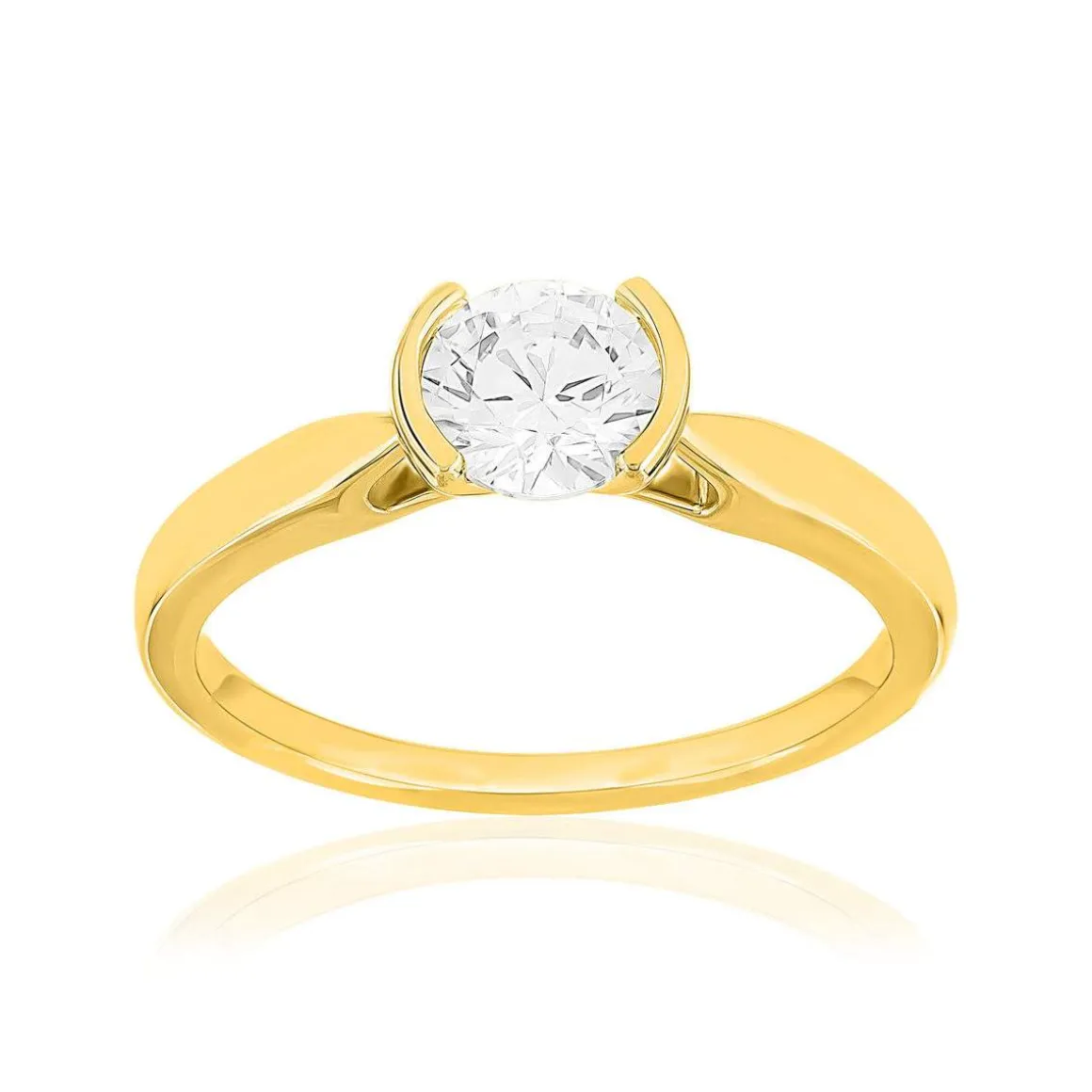 Solitaire or 750 jaune diamant synthétique 0.7 carat