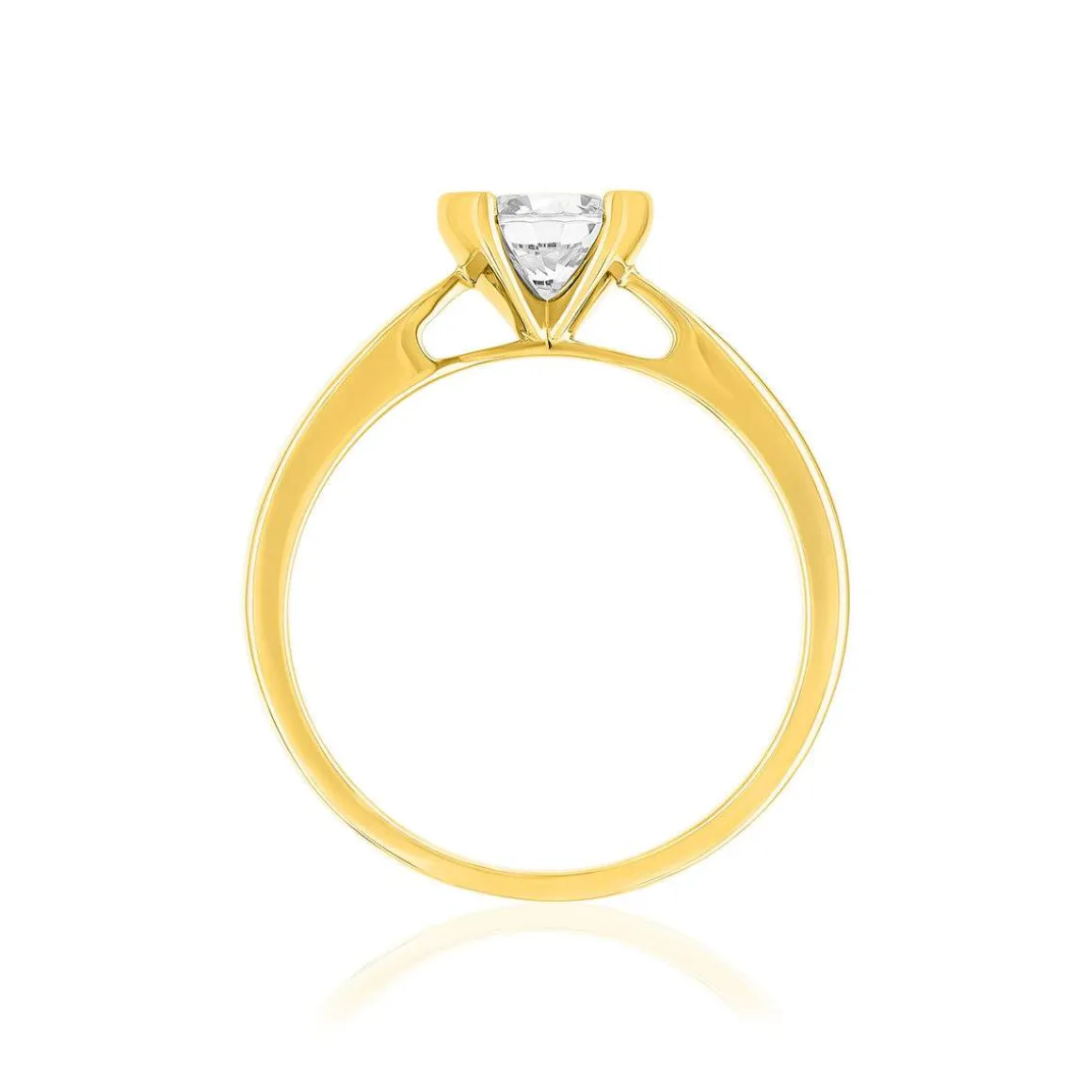Solitaire or 750 jaune diamant synthétique 0.7 carat
