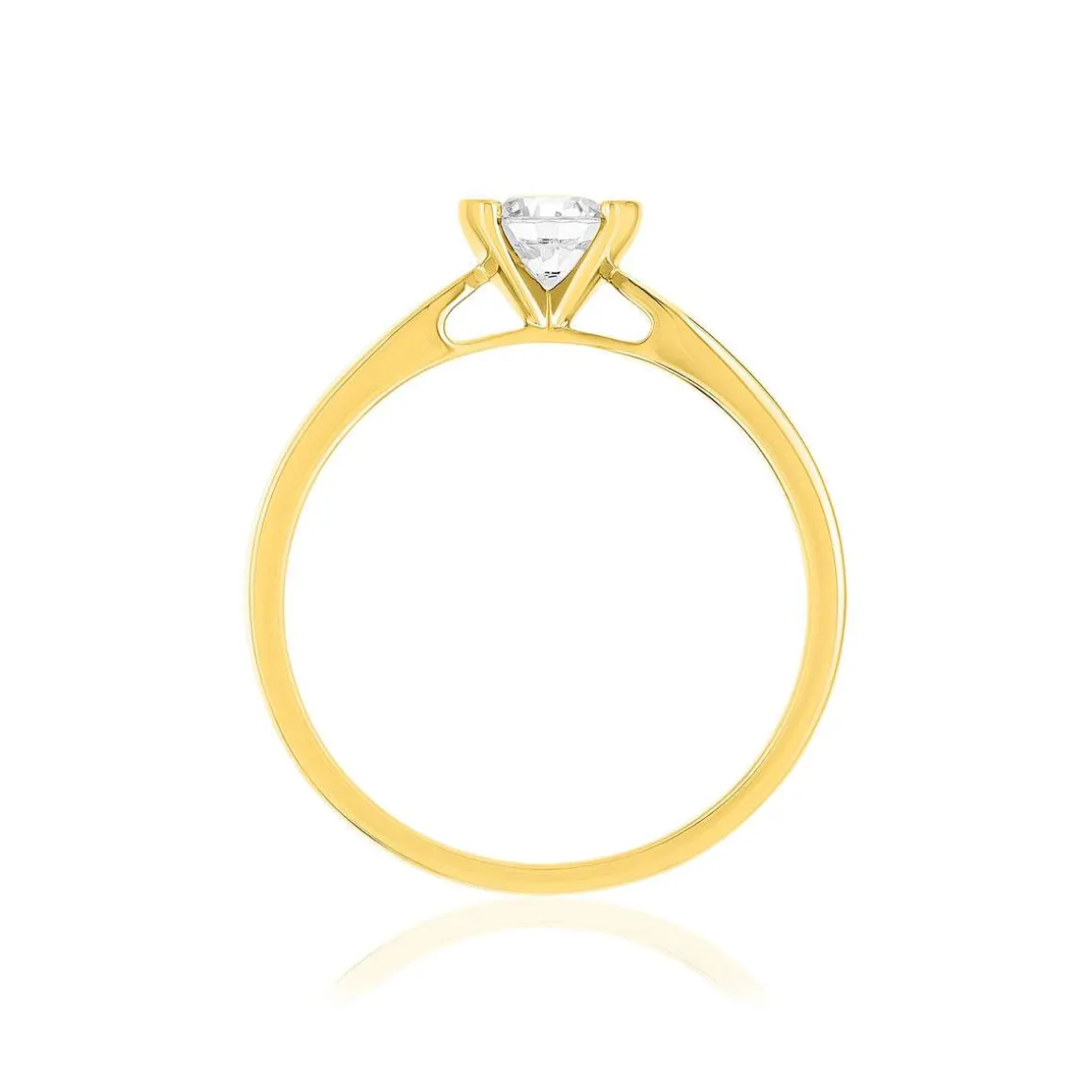 Solitaire or 750 jaune diamant synthétique 0.4 carat