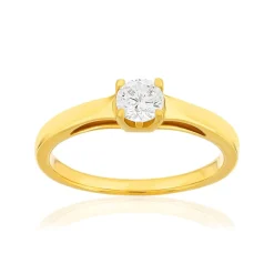 Solitaire or 750 jaune diamant synthétique 0,4 carat