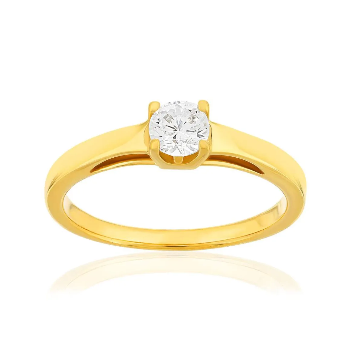 Solitaire or 750 jaune diamant synthétique 0,4 carat
