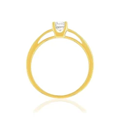 Solitaire or 750 jaune diamant synthétique 0,4 carat