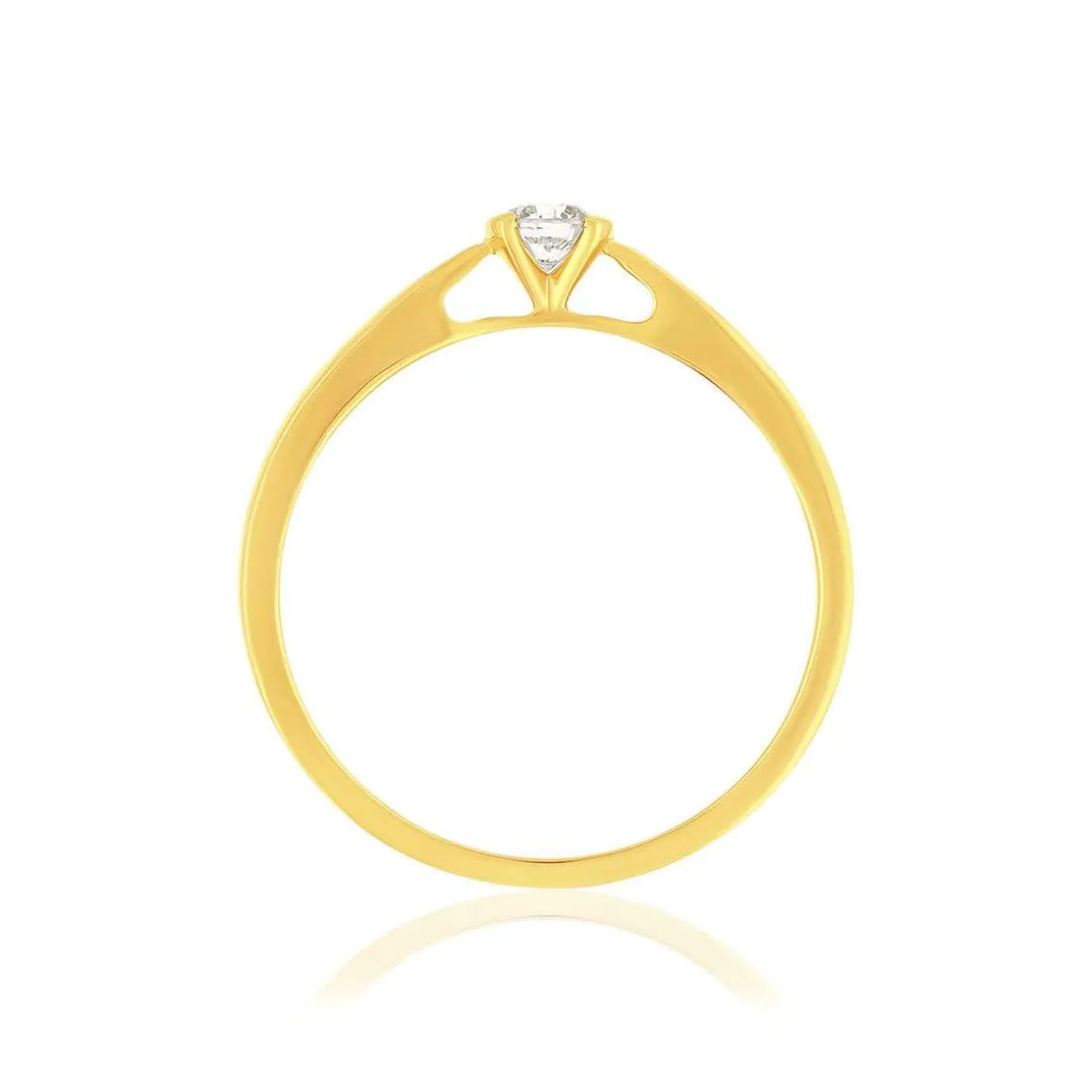 Solitaire or 750 jaune diamant synthétique 0.1 carat