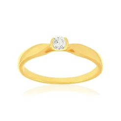 Solitaire or 750 jaune diamant synthétique 0.1 carat