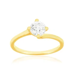 Solitaire or 750 jaune diamant synthétique 0,8 carat