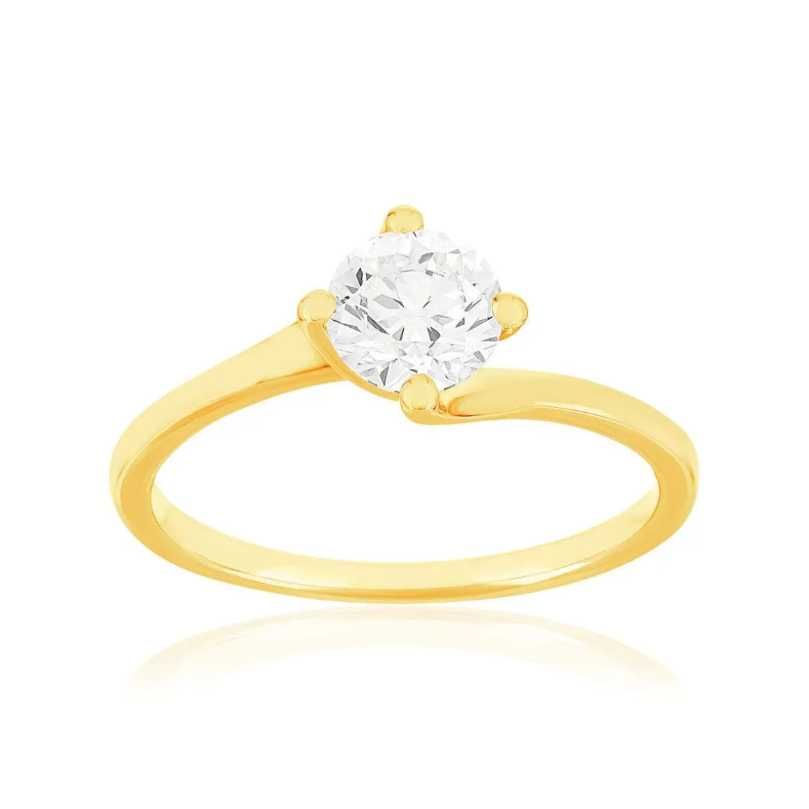 Solitaire or 750 jaune diamant synthétique 0,8 carat