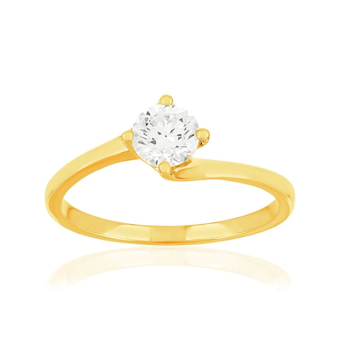 Solitaire or 750 jaune diamant synthétique 0,5 carat