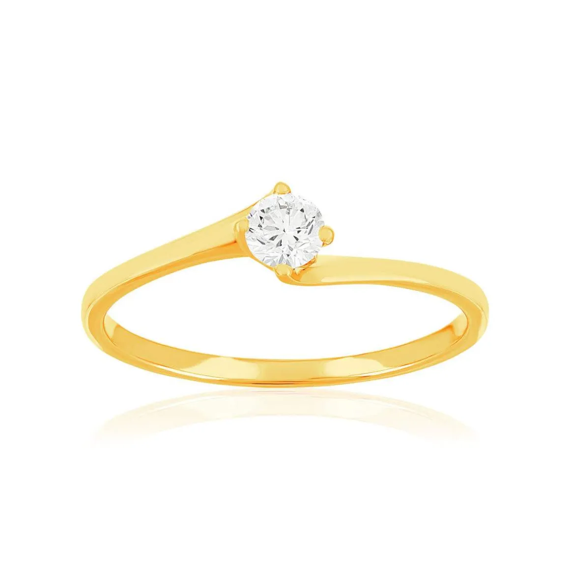 Solitaire or 750 jaune diamant synthétique 0,2 carat