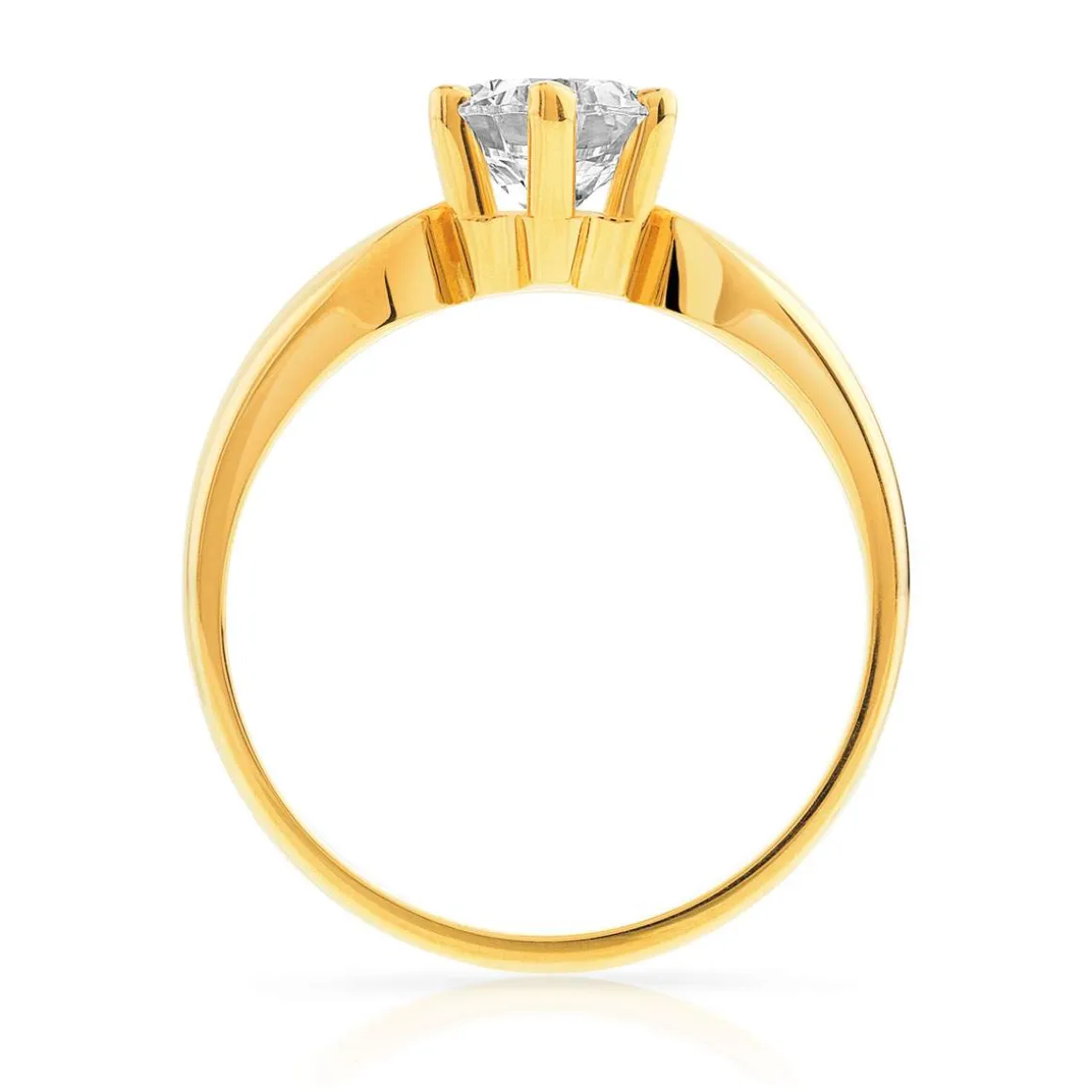 Solitaire or 750 jaune diamant synthétique 1 carat