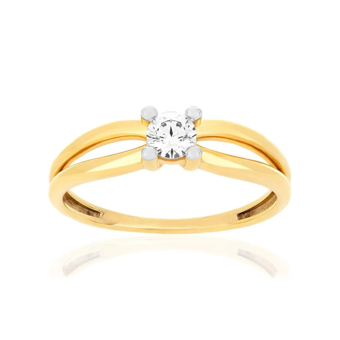 Solitaire or 375 2 tons zirconia